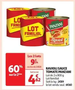 Auchan Ravioli Sauce Tomate Panzani offre