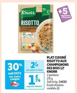 Auchan PLAT CUISINÉ RISOTTO AUX CHAMPIGNONS DES BOIS 12' KNORR offre