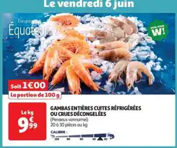 Auchan Gambas Entières Cuites Réfrigérées Ou Crues Décongelées offre