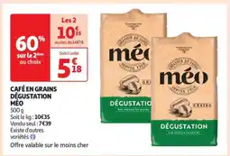Auchan CAFÉ EN GRAINS DÉGUSTATION MÉO offre