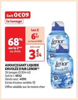 Auchan Adoucissant Liquide Envolée D'air Lenor offre