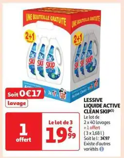 Auchan Lessive Liquide Active Clean Skip offre