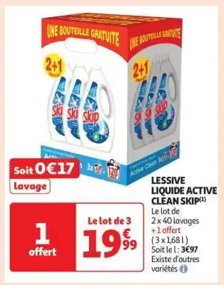 Auchan Lessive Liquide Active Clean Skip offre