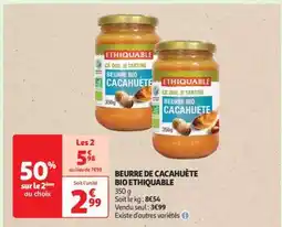 Auchan Beurre De Cacahuète Bio Ethiquable offre