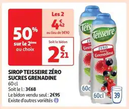 Auchan SIROP TEISSEIRE ZÉRO SUCRES GRENADINE offre