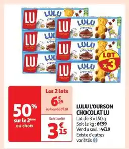 Auchan Lulu L'ourson Chocolat Lu offre