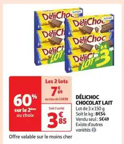 Auchan DÉLICHOC CHOCOLAT LAIT offre