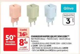 Auchan CHARGEUR RAPIDE QILIVE 30W USBC offre