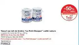 Monoprix Yaourt au lait de brebis le petit basque caillé nature offre