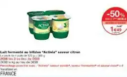 Monoprix Lait fermenté au bifidus activia saveur citron offre