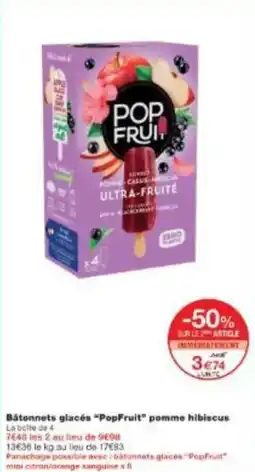 Monoprix Bâtonnets glacés popfruit pomme hibiscus offre