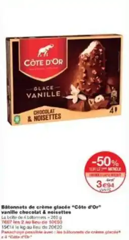 Monoprix Bâtonnets de crème glacée côte d'or offre