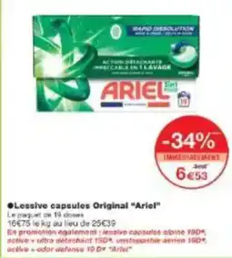 Monoprix Lessive capsules original ariel offre