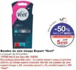 Monoprix Bandes de cire visage expert veet offre