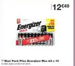 Monoprix Maxi pack piles energizer max aa x 10 existe aussi en format aa x 10 offre