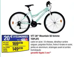 Cora x Carrefour Vtt 26 mountain 50 femme toplife offre
