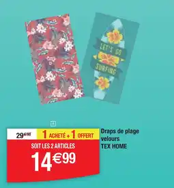 Cora x Carrefour Draps de plage velours tex home offre