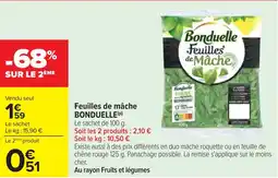 Cora x Carrefour Feuilles de mâche bonduelle offre