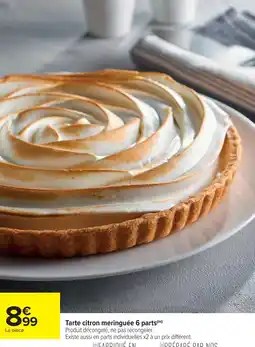 Cora x Carrefour Tarte citron meringuée 6 parts offre