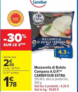 Cora x Carrefour Mozzarella di bufala campana a.o.p. carrefour extra offre
