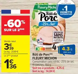 Cora x Carrefour Rôti de porc fleury michon offre