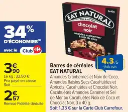 Cora x Carrefour Barres de céréales eat natural offre