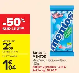 Cora x Carrefour Bonbons mentos offre