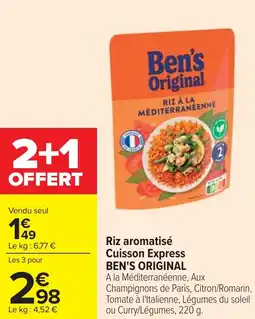 Cora x Carrefour Riz aromatisé cuisson express ben's original offre