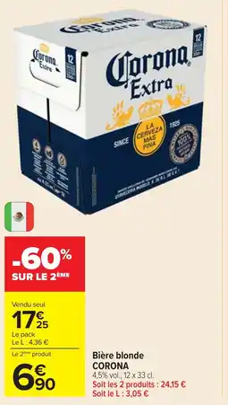 Cora x Carrefour Bière blonde corona offre