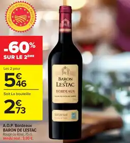 Cora x Carrefour A.o.p. bordeaux baron de lestac offre
