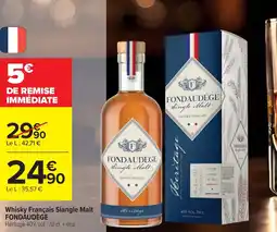 Cora x Carrefour Whisky français siangle malt fondaudège offre