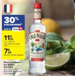 Cora x Carrefour Rhum traditionnel des antilles old nick offre