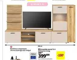 Conforama Ensemble mural Tv 4 éléments Living offre