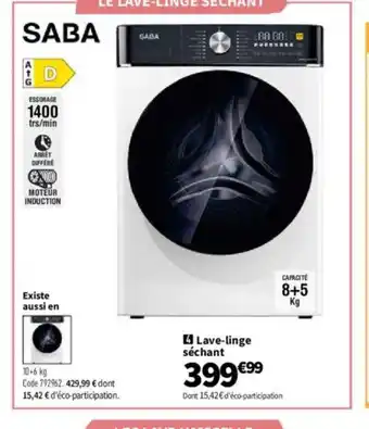 Conforama SABA Lave linge sechant offre