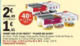 E.Leclerc YAOURT SUR LIT DE FRUITS “PLAISIR DES ALPES” offre