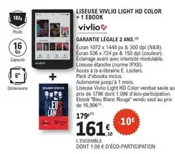 E.Leclerc Liseuse Vivlio Light HD Color + 1 Ebook offre
