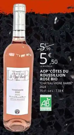 E.Leclerc AOP CÔTES DU ROUSSILLON ROSÉ BIO offre