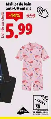 Lidl Maillot de bain anti-UV enfant offre