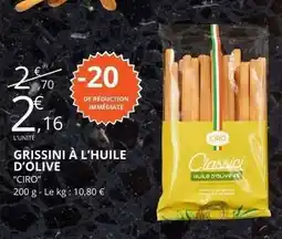 E.Leclerc GRISSINI À L'HUILE D'OLIVE CIRO offre