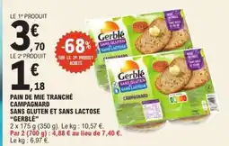 E.Leclerc Pain de mie tranché Campagnard sans gluten et sans lactose Gerblé offre