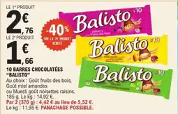 E.Leclerc 10 BARRES CHOCOLATÉES “BALISTO” offre