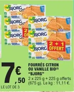 E.Leclerc FOURRÉS CITRON OU VANILLE BIO “BJORG” offre