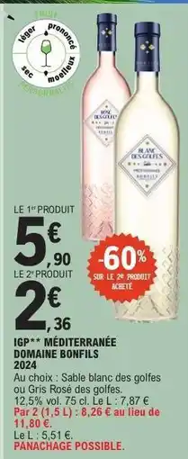 E.Leclerc IGP** MÉDITERRANÉE DOMAINE BONFILS 2024 offre