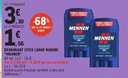 E.Leclerc DÉODORANT STICK LARGE MARINE “MENNEN” offre