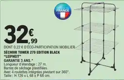 E.Leclerc Séchoir Tower 270 Edition Black Leifheit offre