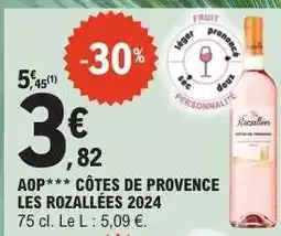 E.Leclerc AOP*** CÔTES DE PROVENCE LES ROZALLÉES 2024 offre