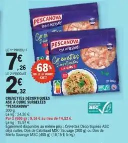 E.Leclerc CREVETTES DÉCORTIQUÉES ASC À CUIRE SURGELÉES PESCANOVA offre
