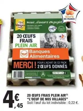 E.Leclerc 20 OEUFS FRAIS PLEIN AIR offre
