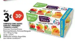 E.Leclerc COMPOTES SANS SUCRES AJOUTÉS PANACHÉES 'CHARLES & ALICE' offre