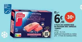 E.Leclerc 4 FILETS DE SAUMON ROSE DU PACIFIQUE MSC SURGELÉS “FINDUS” offre